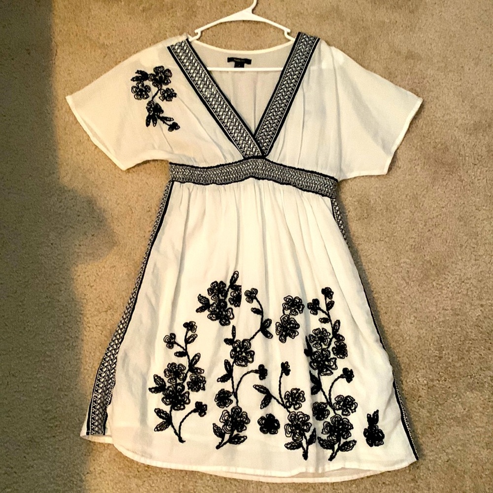 Hippie dress, black and white, S